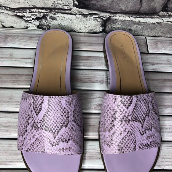 Vionic Demi Purple Leather Snake Embossed Orthopedic Sandals Women Sz 10M US/42 - Picture 4 of 16